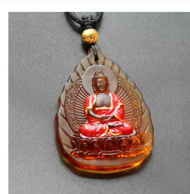 China Coloured Glaze Carving Buddhism Amitabha Buddha 12 Zodiac Pig Dog Pendant
