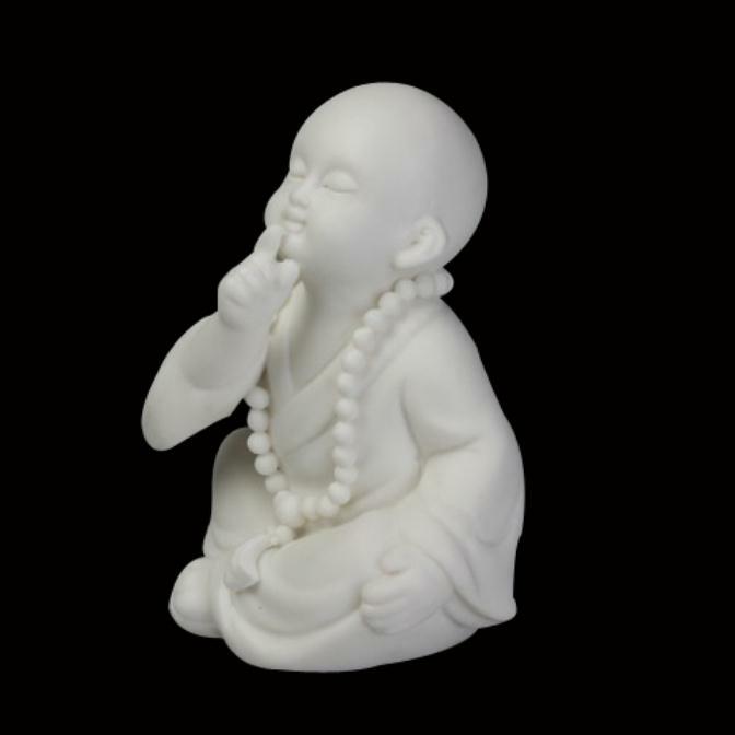 3.7″Chinese White Porcelain Ceramics Lovable No Talk Little Monk Figurine Statue