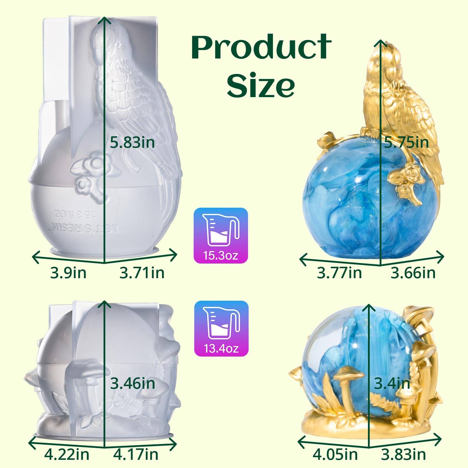 LET’S Resin Crystal Resin Molds, Crystal Orb Decorative Statue Silicone Molds…