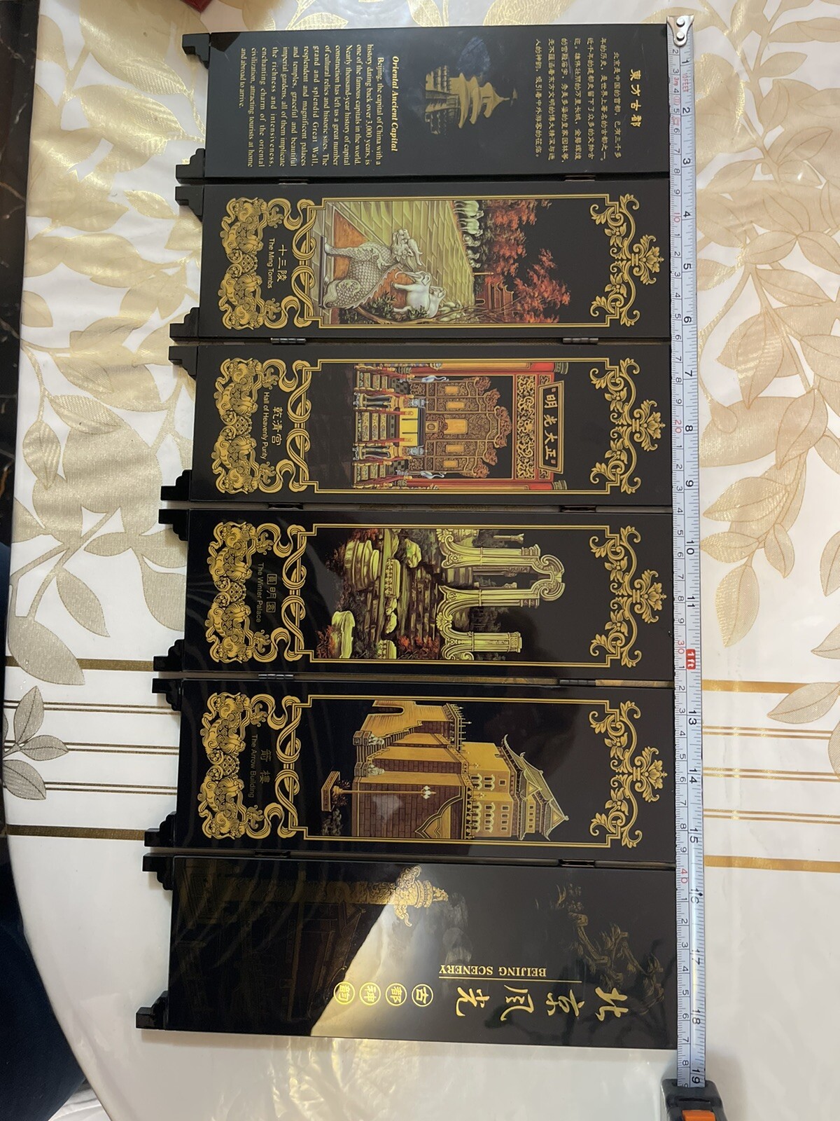 CHINESE SYMPHONIC RIVERSIDE 6-PANEL SCREEN BEIJING SCENERY Table Top Folding