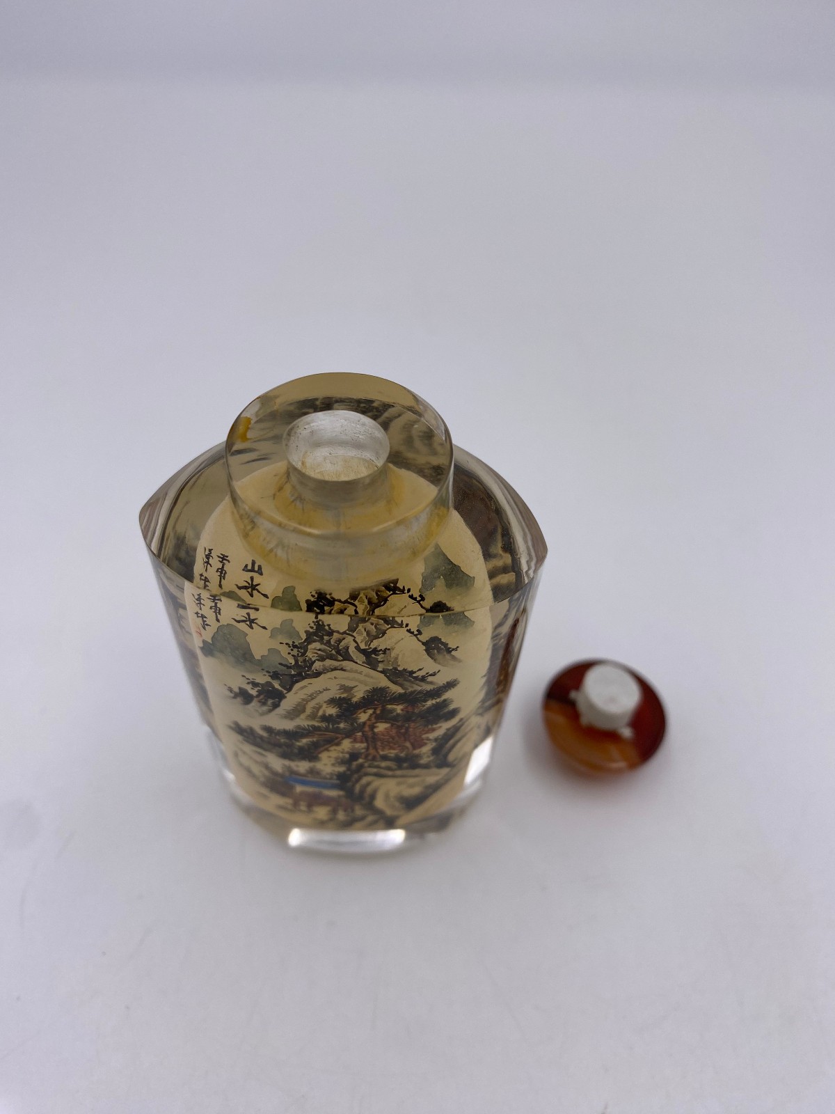 Vintage 3.75″ Reverse Painted Glass Chinese Snuff Bottle