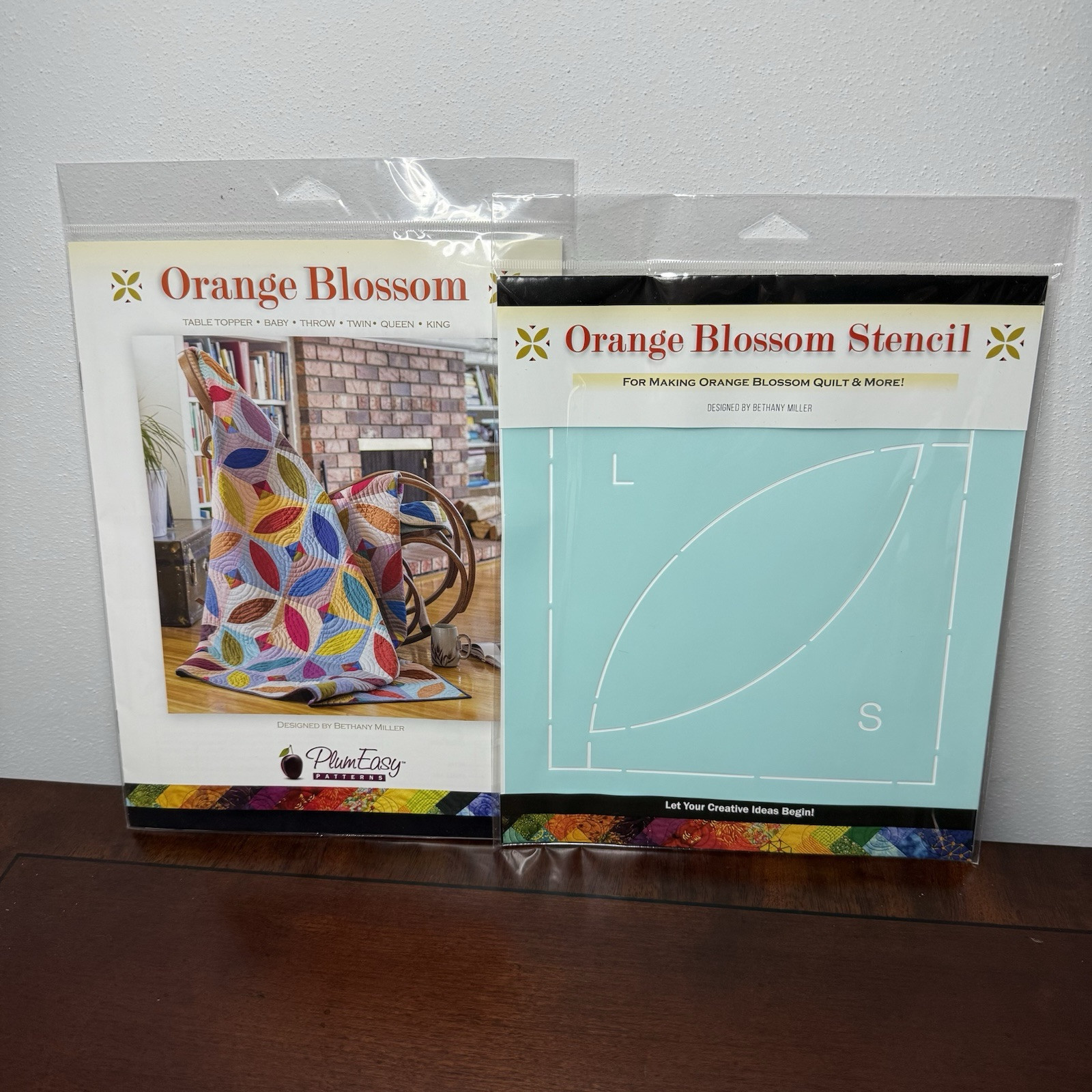 Plum Easy Orange Blossom Quilt Pattern and Stencil to Make Table Topper Throw