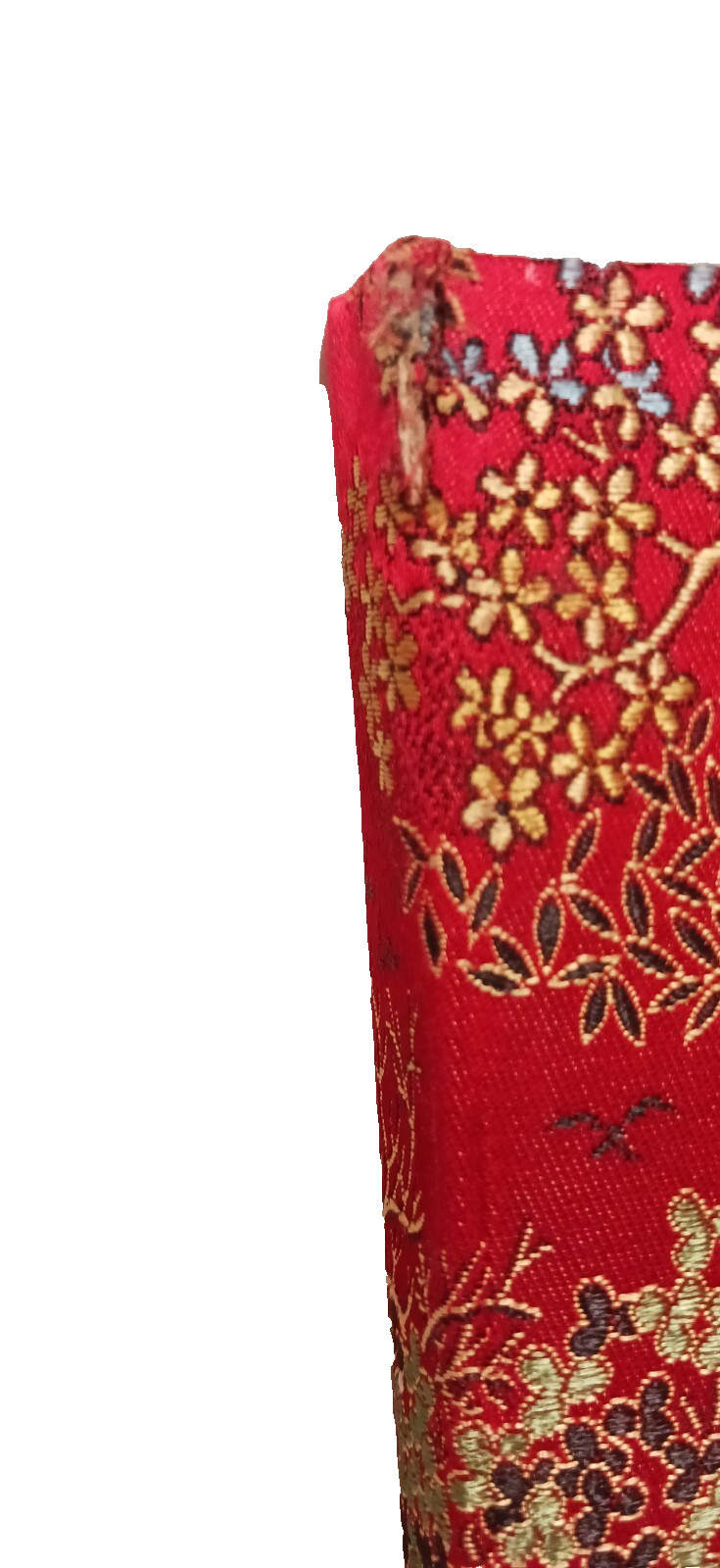 Note Pad Chinese Red Fabric Brocade Print of Woman Dancing Front Cover Vintage