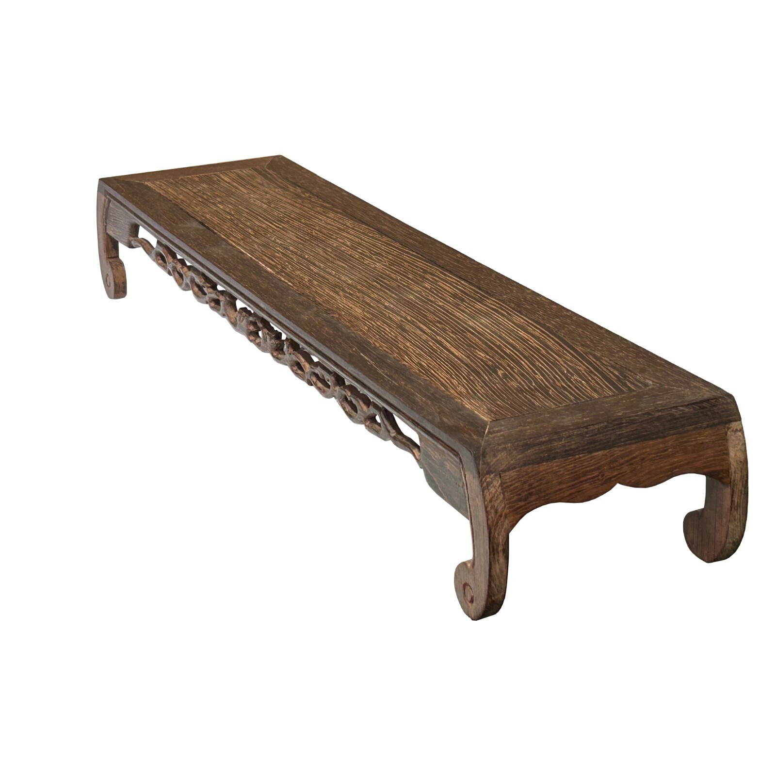 19″ Light Brown Feather Pattern Rectangular Scroll Leg Wood Display Stand ws4228