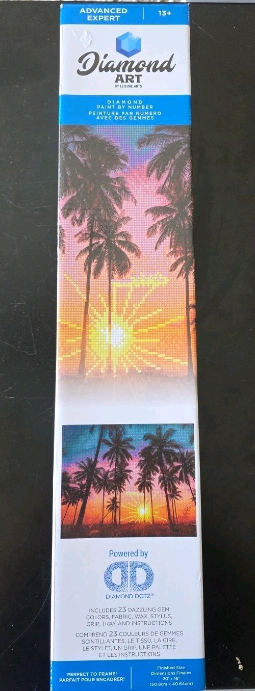 Diamond Art Advanced Kit 20″X16″ Palm Sunset Ages 13+ NEW