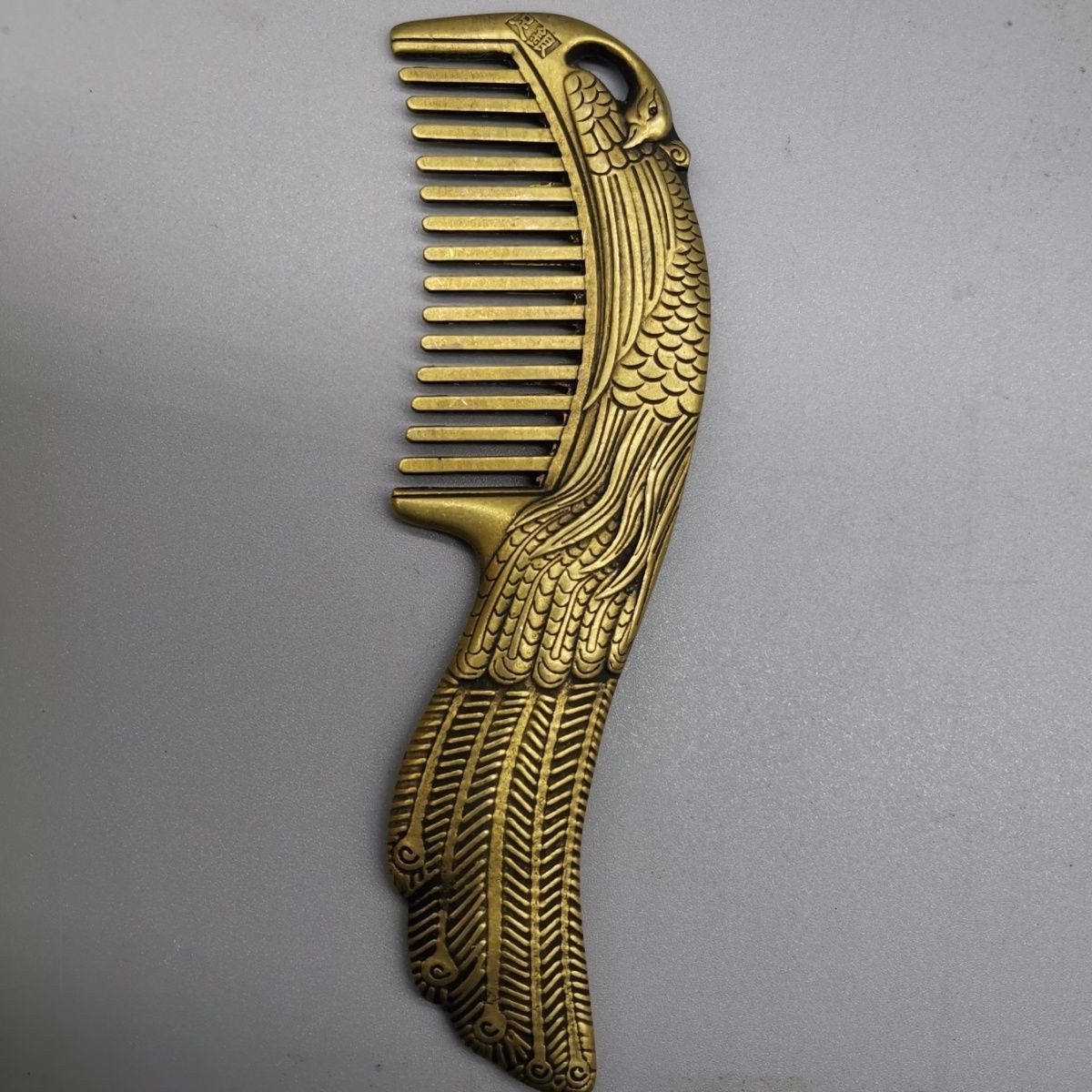 Vintage Brass Peacock Comb Handmade Copper Alloy Hair Care Styling Comb