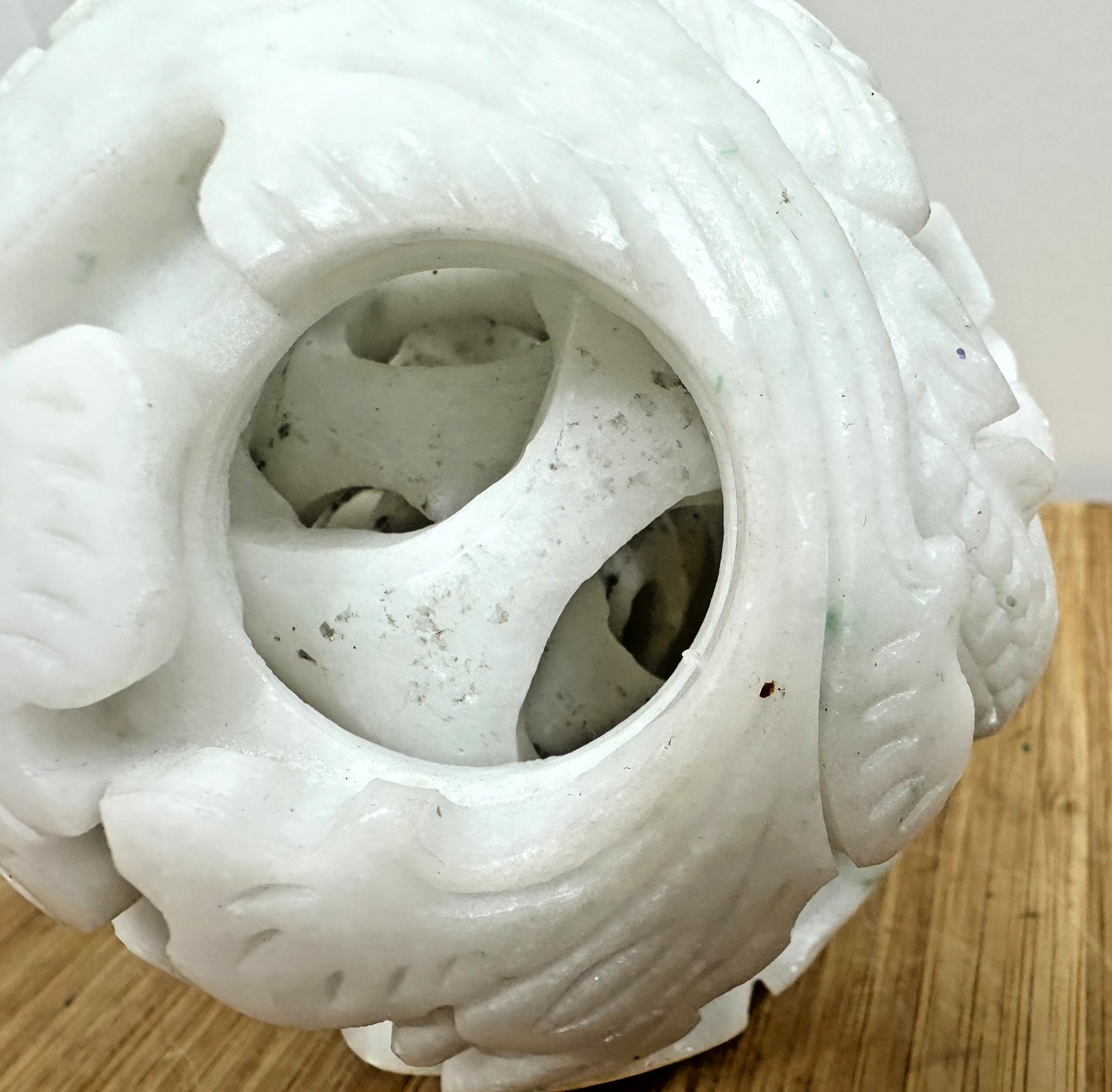 Hand carved Chinese Soapstone Puzzle 4 Layer Carved Layer Sphere