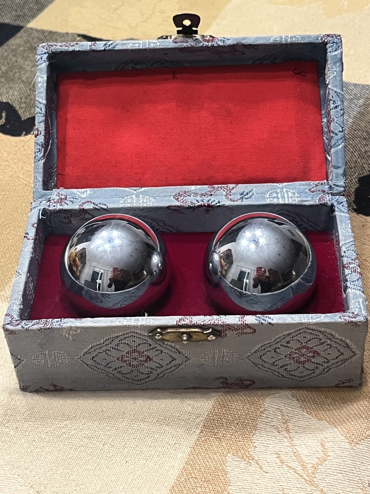 Vintage Shou Xing Baoding Stress Ball Set Light Blue