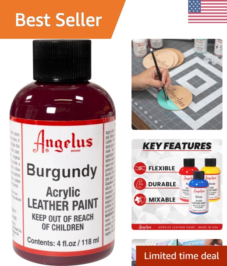 Non-Toxic Burgundy Acrylic Leather Paint, 4 oz – Revitalize Your Leather Items
