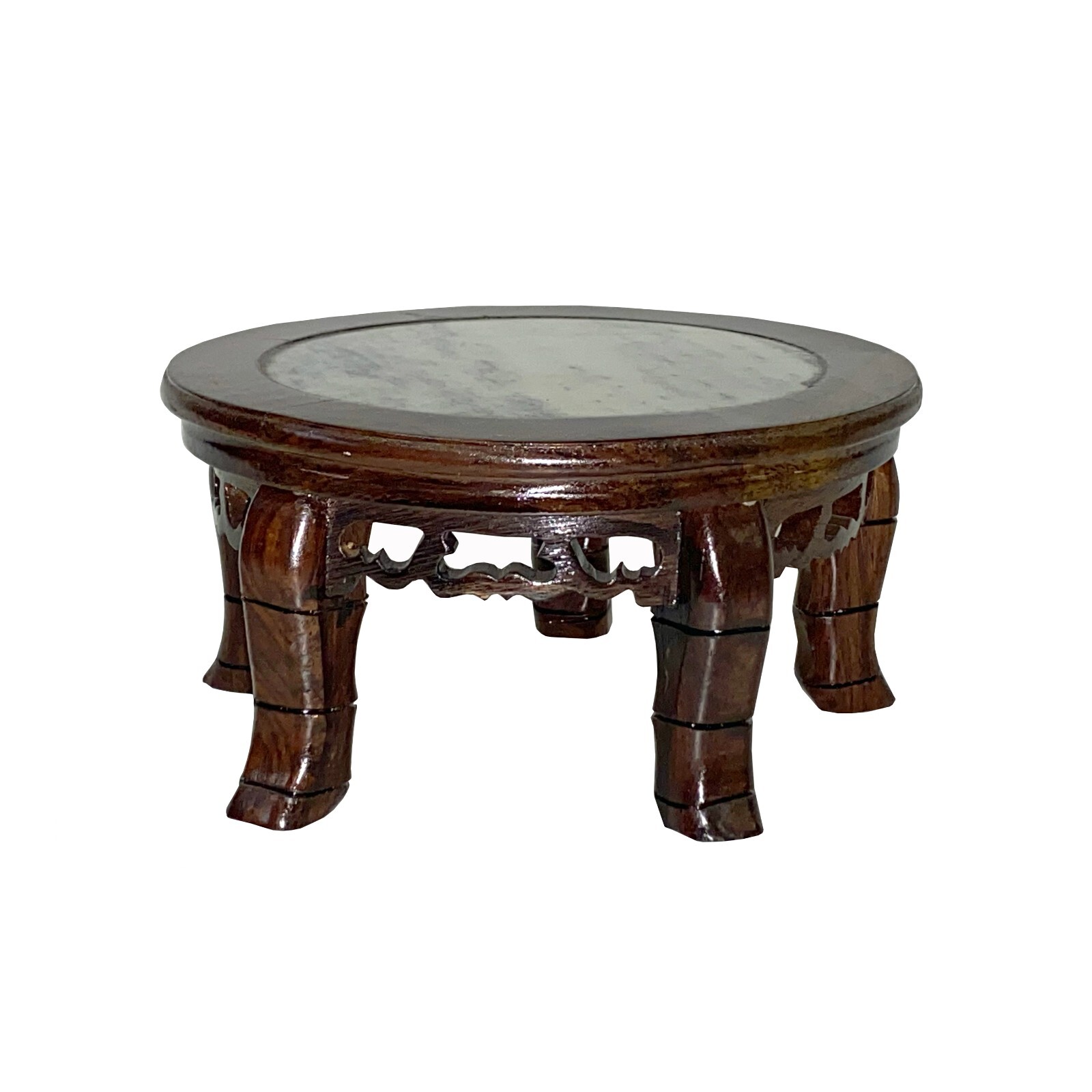 6″ Oriental Brown Wood Marble Round Table Top Stand Riser ws2851B