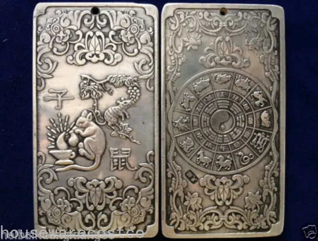 Waist Plate Amulet Chinese Zodiac Mouse Sign Copper Collection Handmade Decor
