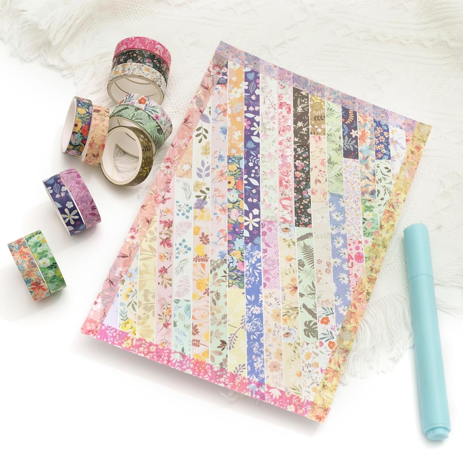 Flowers Washi Tape Pack 50 Rolls Floral Printed Masking Tape Plants Decorative f
