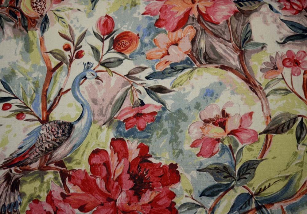 Peacock Tropical Floral Print Kingsway Jewel Hamilton Fabric