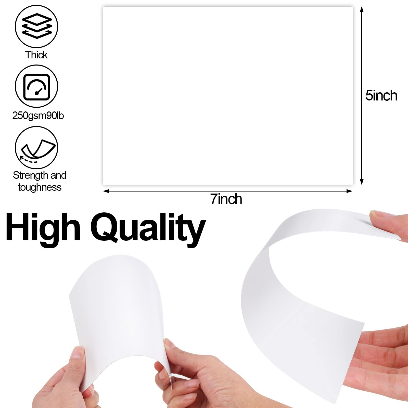 60 Pack 5×7 White Blank Cardstock Paper, 250GSM Thick, 90 lb, Perfect for Invita