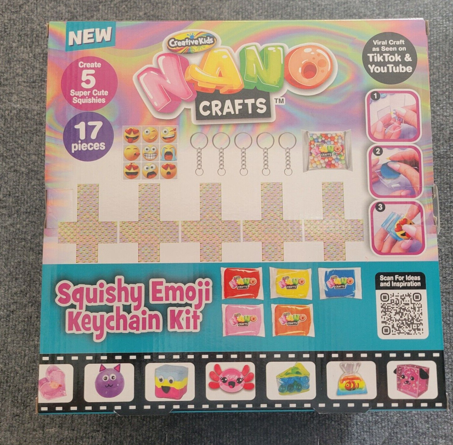 Creative Kids Nano Craft Squishy Emoji Keychain Kit Lot of 4