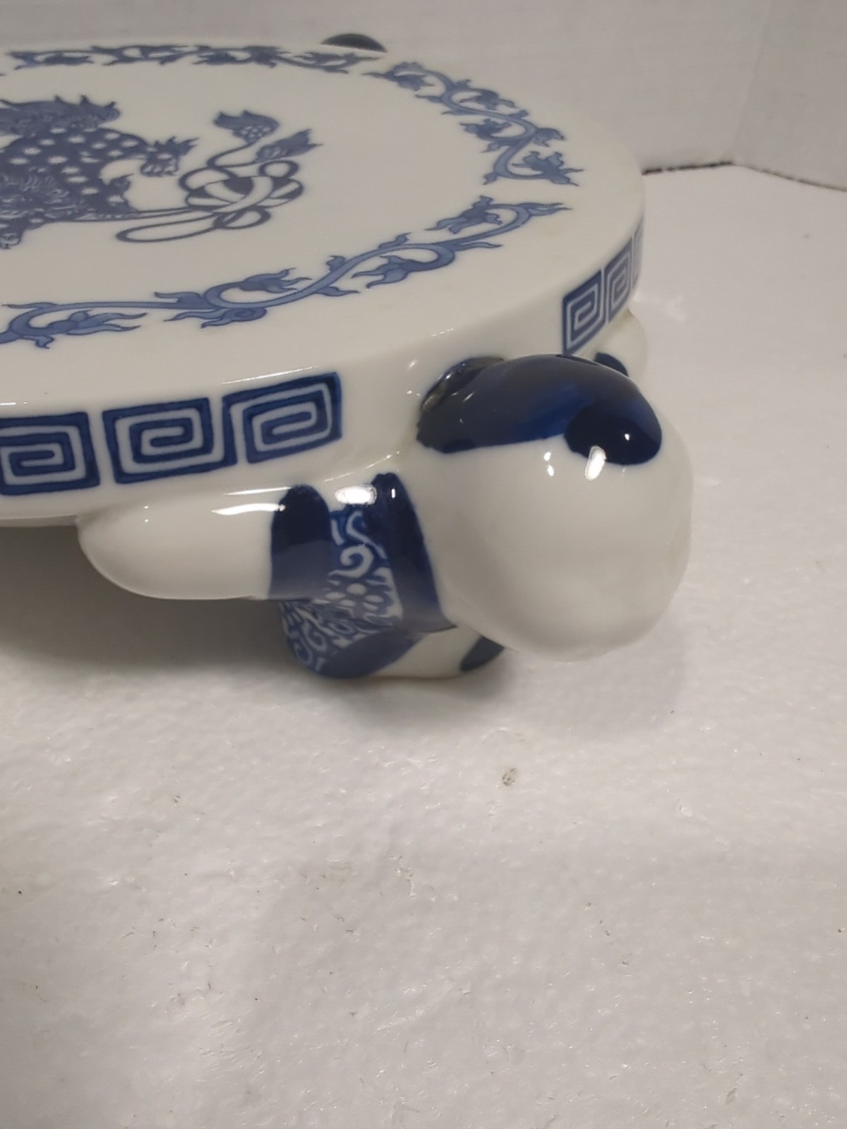 Vintage Takahashi Foo Dog Plant Stand Fish Bowl Stand Blue & White Asian Decor