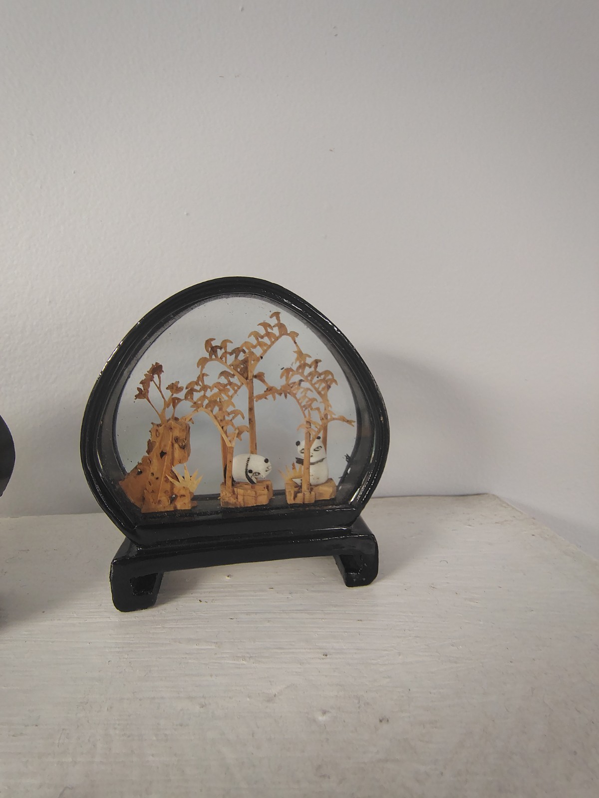 6 Vintage Chinese Cork Carving Art Dioramas 3.75″ H