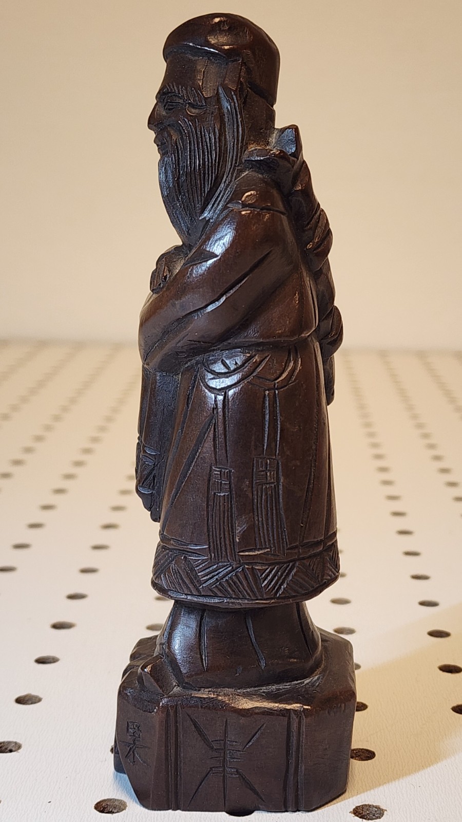 Pair Vintage Chinese Wood Carvings He Xiangu & Zhang Guo Lao Immortals 6″