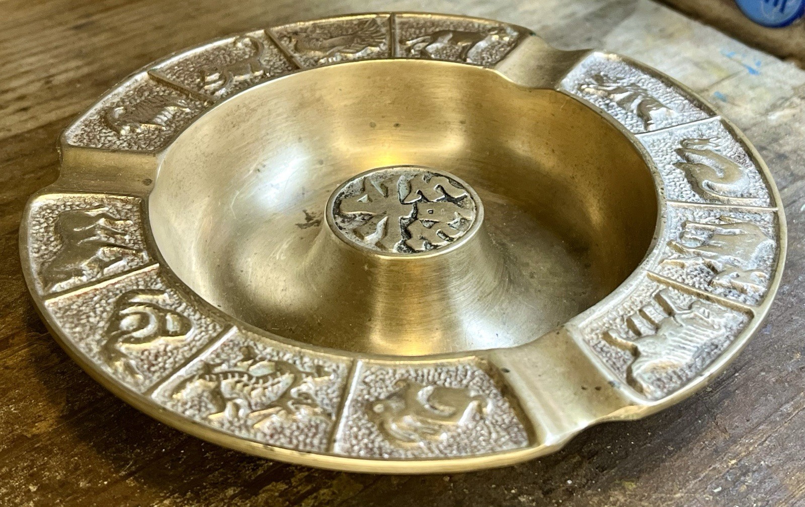 Vintage Chinese Zodiac Brass Ashtray 1920-1980’s