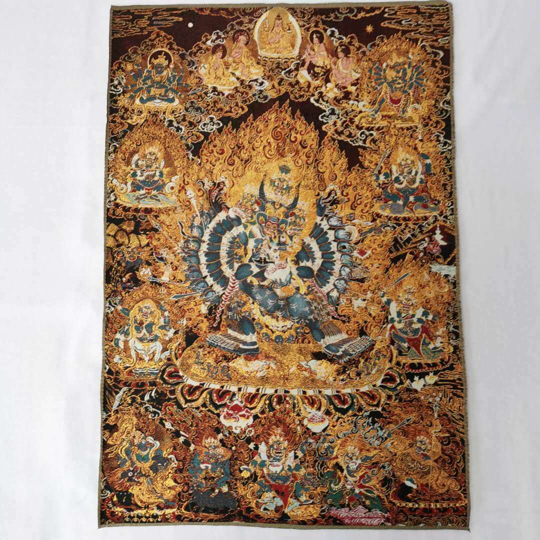 36″ Tibet Tibetan Cloth Silk Buddha Yamantaka Tangka Thangka Mural 23654