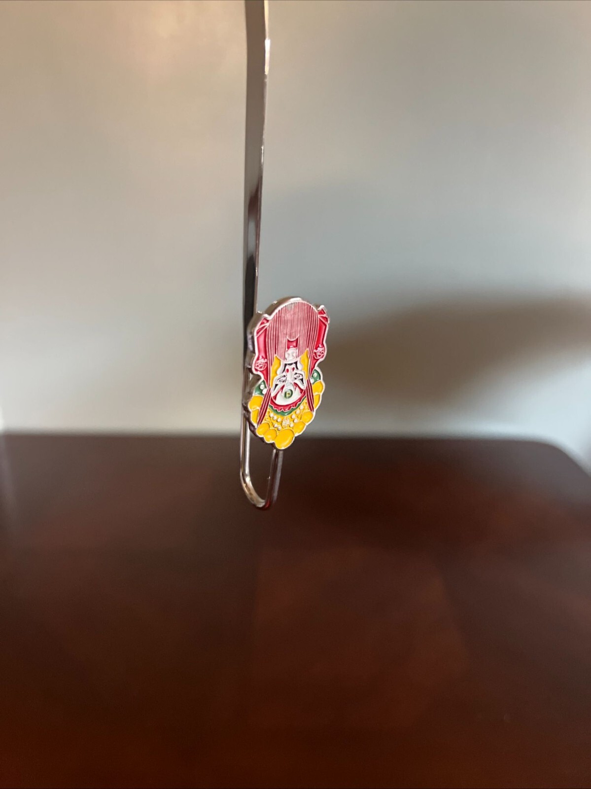 Chinese Peking Opera Mask 2 Bookmark Set Gold Metal & Enamel