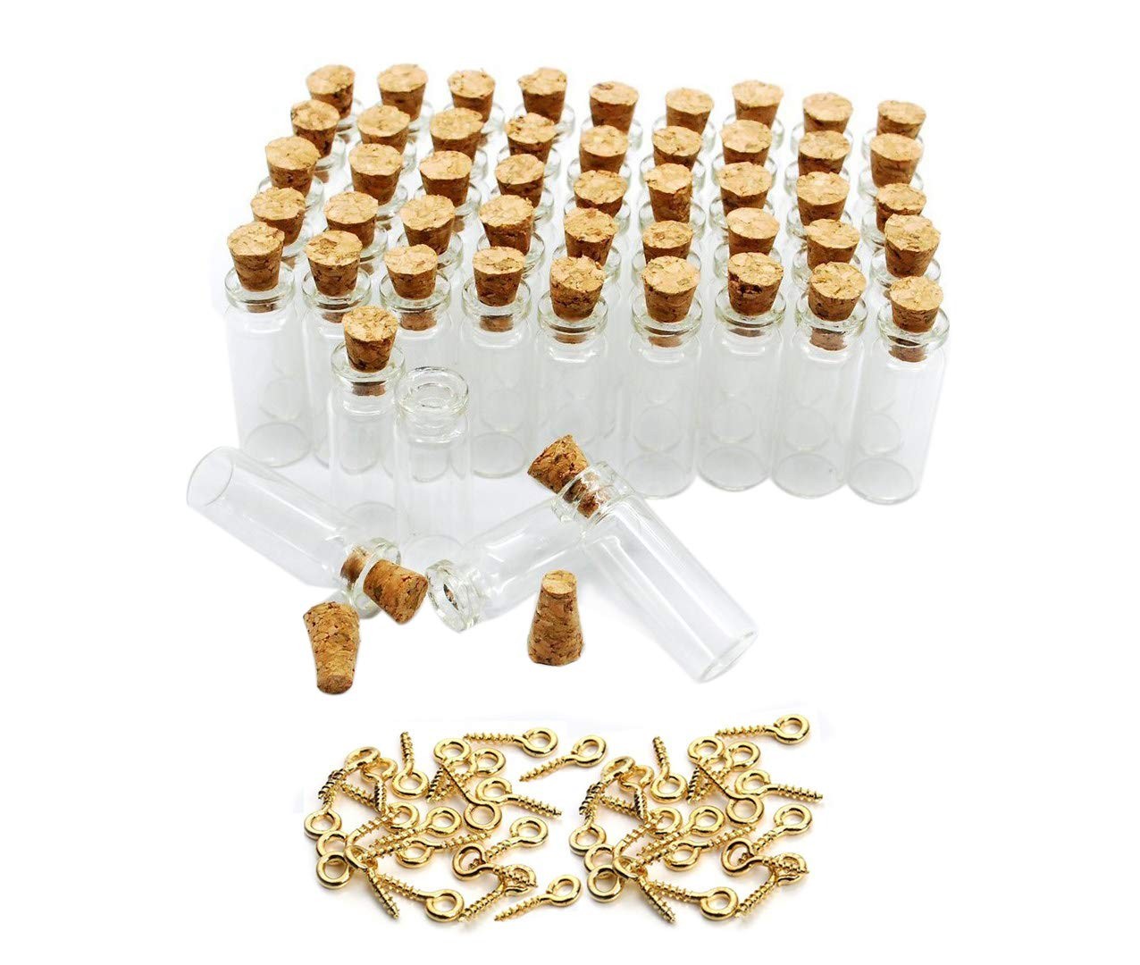 1 ml Small Glass Bottles with Cork Lids Clear Decorative Bottle Arts & Crafts