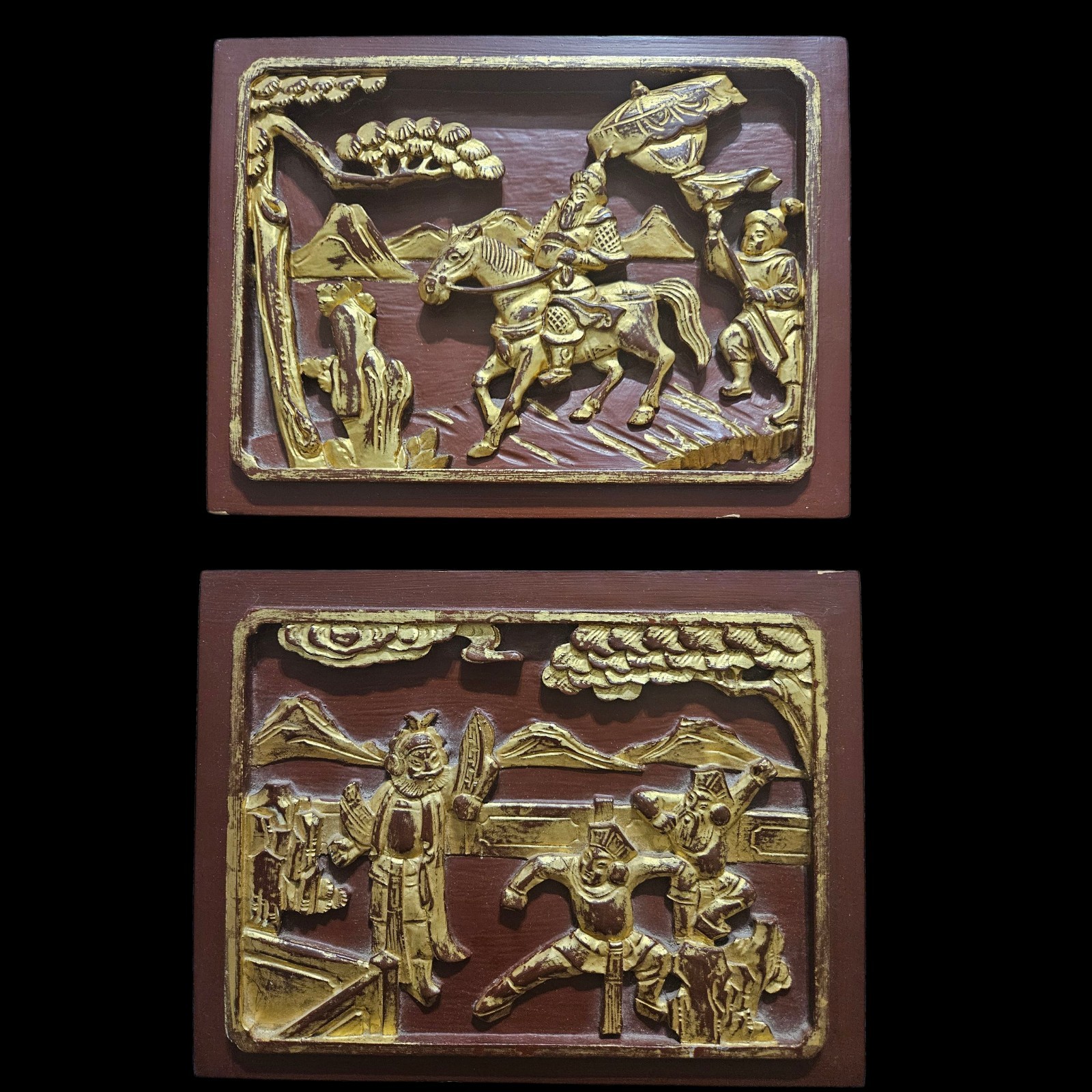 Ant Hand Carving Chinese Wood Panel Relief From A Temple Or Furniture 7″X9″