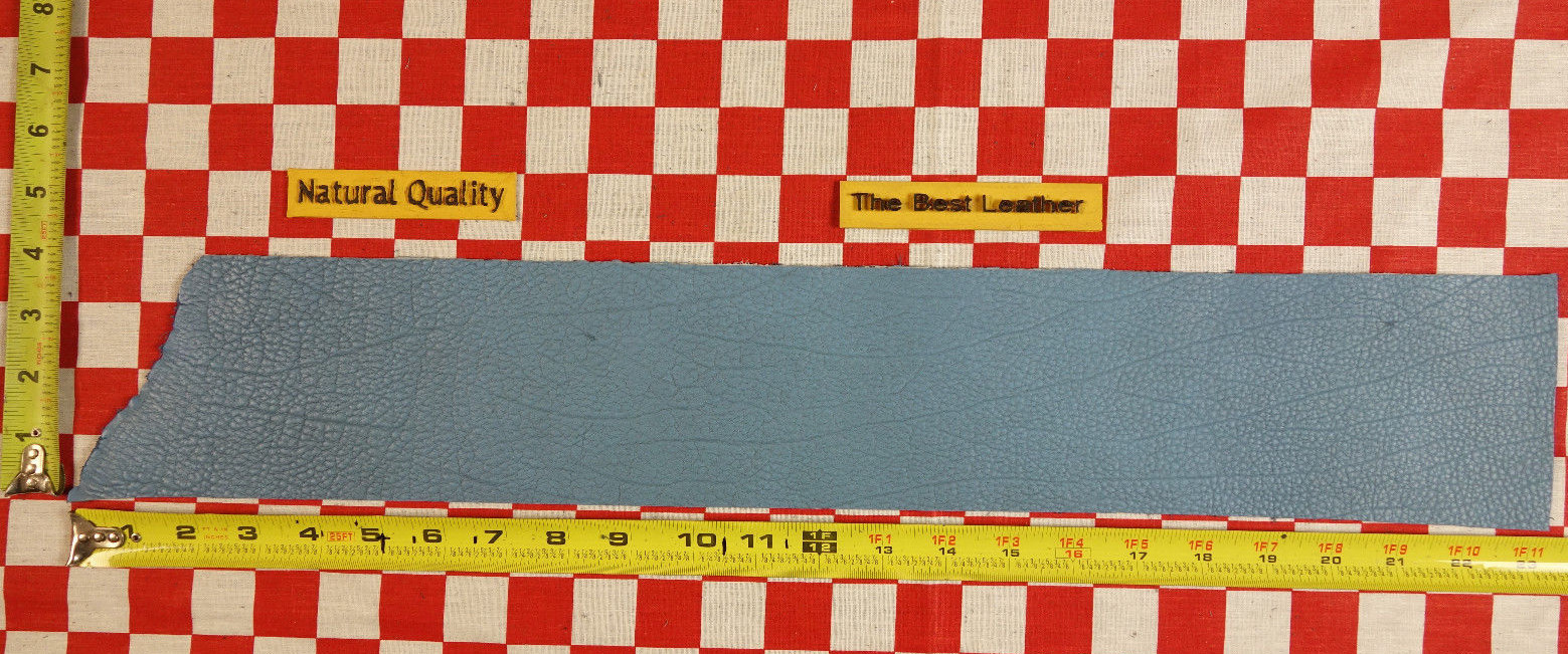 HORWEEN SKY BLUE BISON 6 oz LEATHER PIECE, 23″ x 3.75″, NAT. QLTY – LOOK