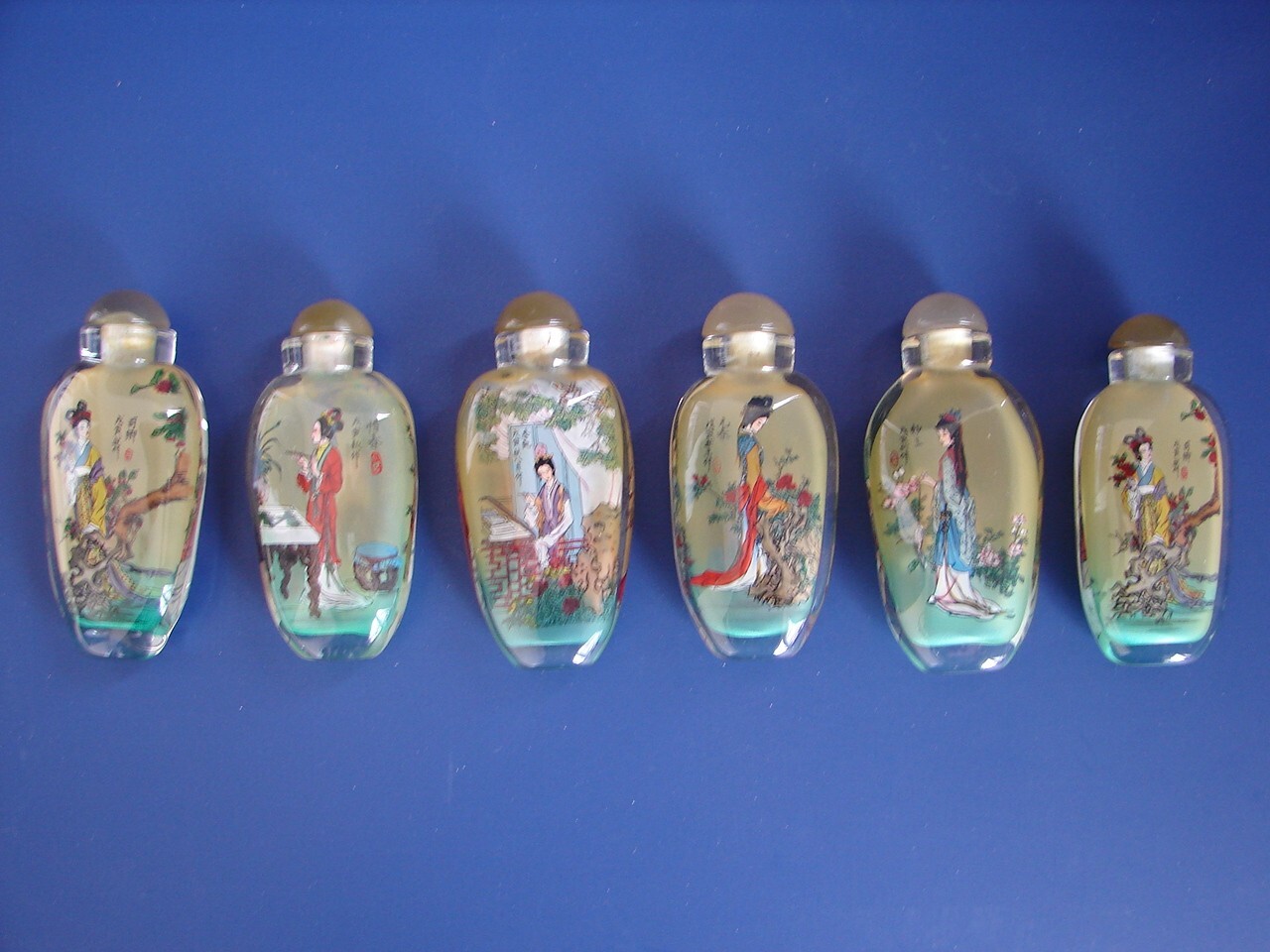 6 Chinese Hand Painted Snuff Bottles 12 Beauties Jinling Dream of Red Mansions