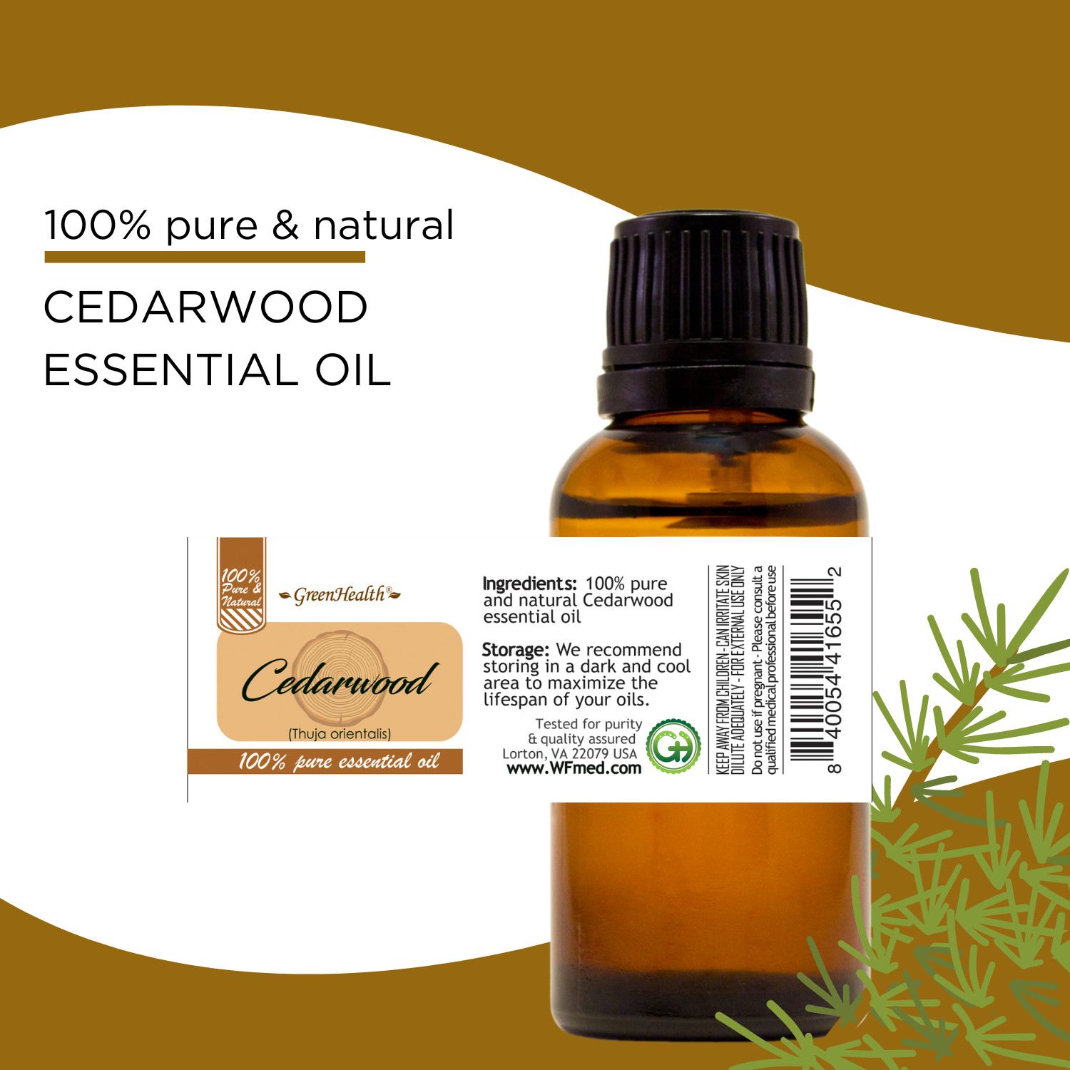 Cedarwood (Chinese) Essential Oil 100% Pure Many Sizes Free Shipping
