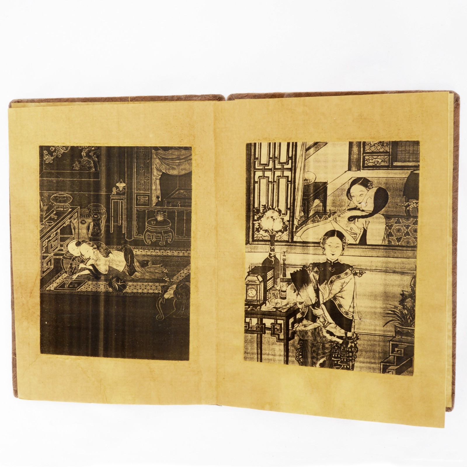 Antique Chinese Illustrated Marital Aid Folding Shunga Pillow Book Republic Era