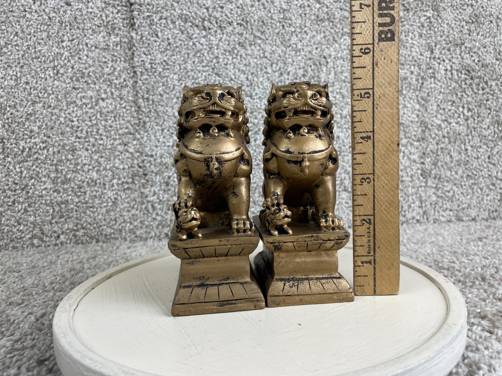 Lot of 2 Imperial Guardian Lion Chinese Foo Dog Statues Figurine