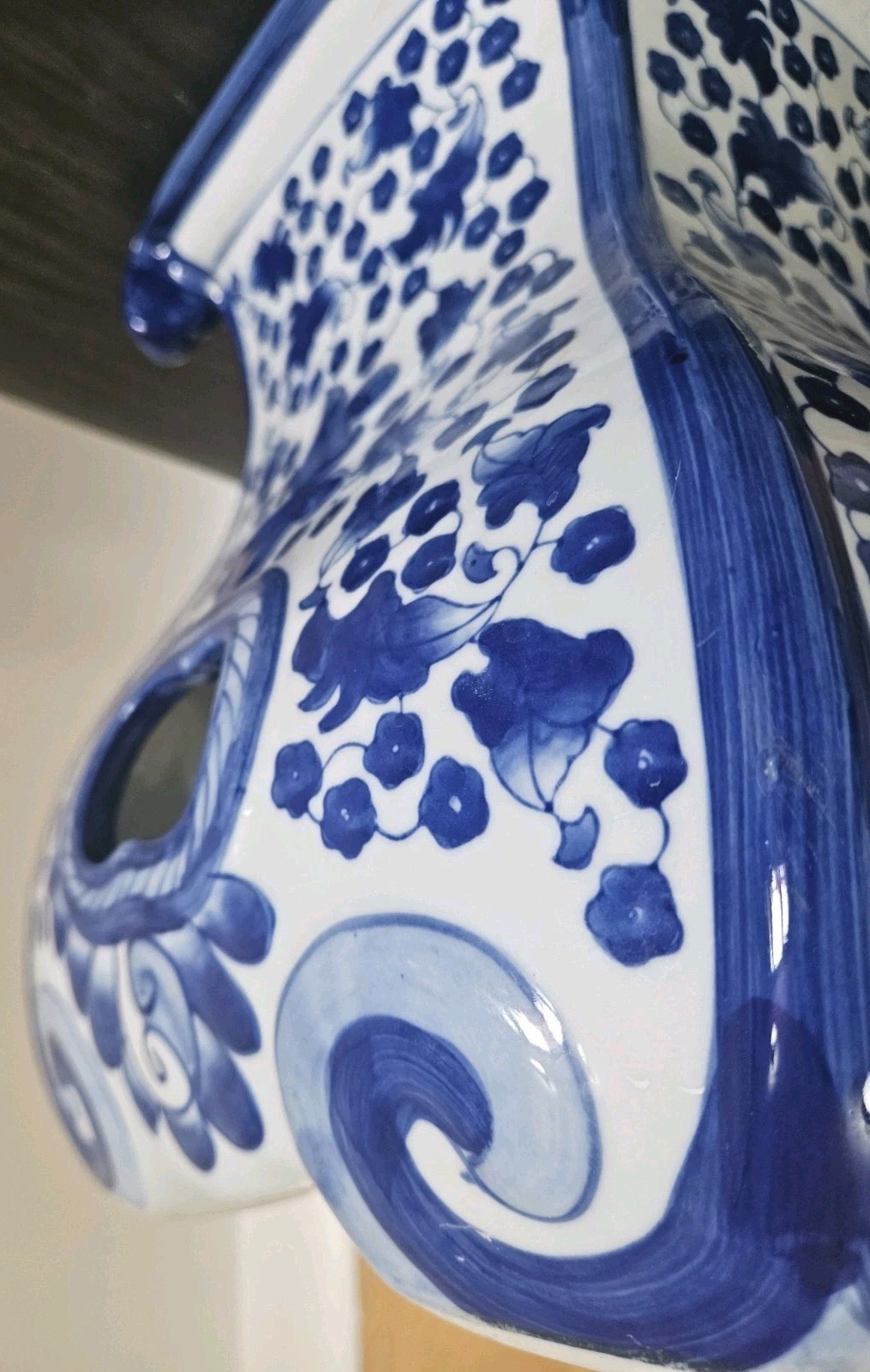 Beautiful Hand Painted Blue & White Chinoiserie Garden Stool Plant Stand Rare