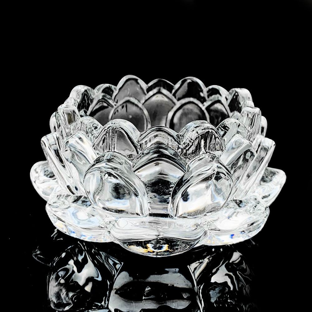 Crystal Lotus Candle Holder Ashtray with Glass Base Aromatherapy Display Stand
