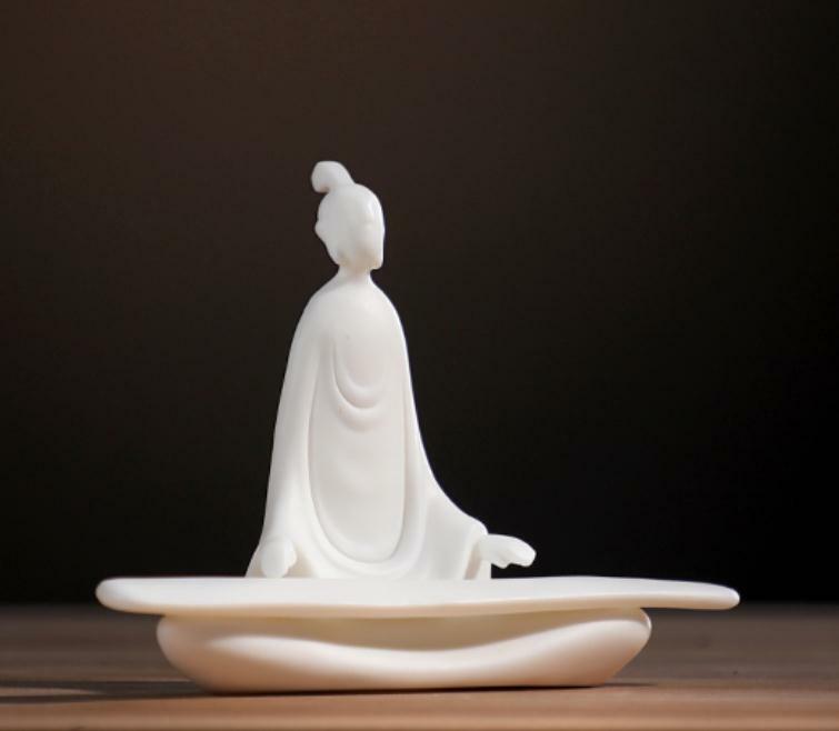 4.7″ China White Porcelain Ceramics No Face A Refined Scholar Figurine Statue 2