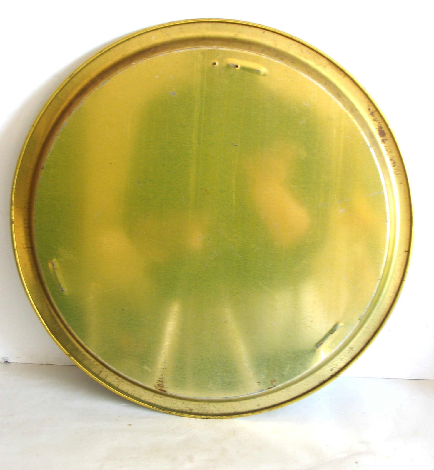 Asian Design Vintage METAL Tray 12.75″ Peacocks Gold Orange Blk White FREE SH