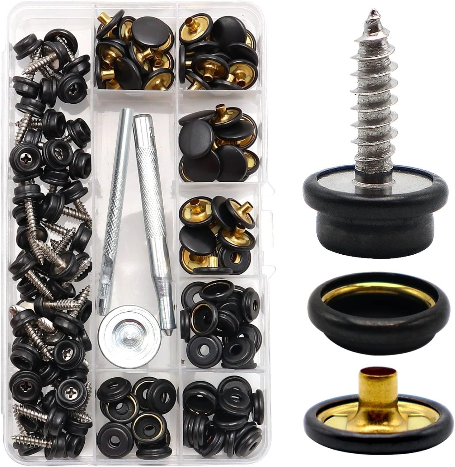 153PCS Canvas Snap Kit Stainless Steel 3/8″ Socket Boat Snaps Marine Grade Metal