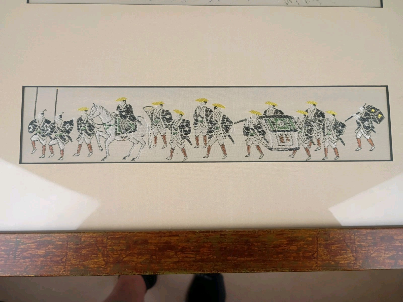 Vintage JapaneseSilk Embroidery Brocade Textile Art Temple Landscape Scene