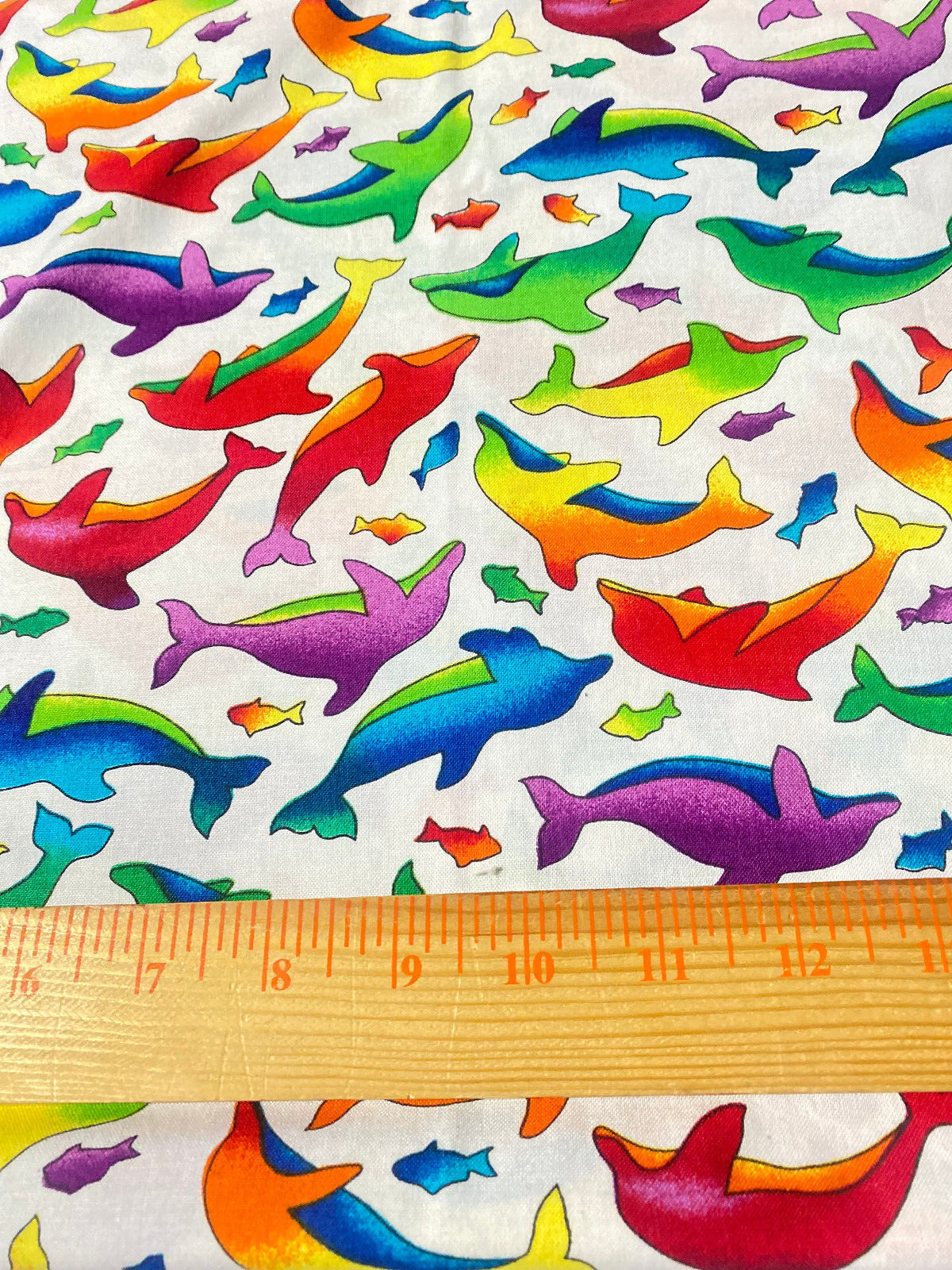 Rainbow Rascals cotton Dolphin print Hoffman International 38″ x 42″