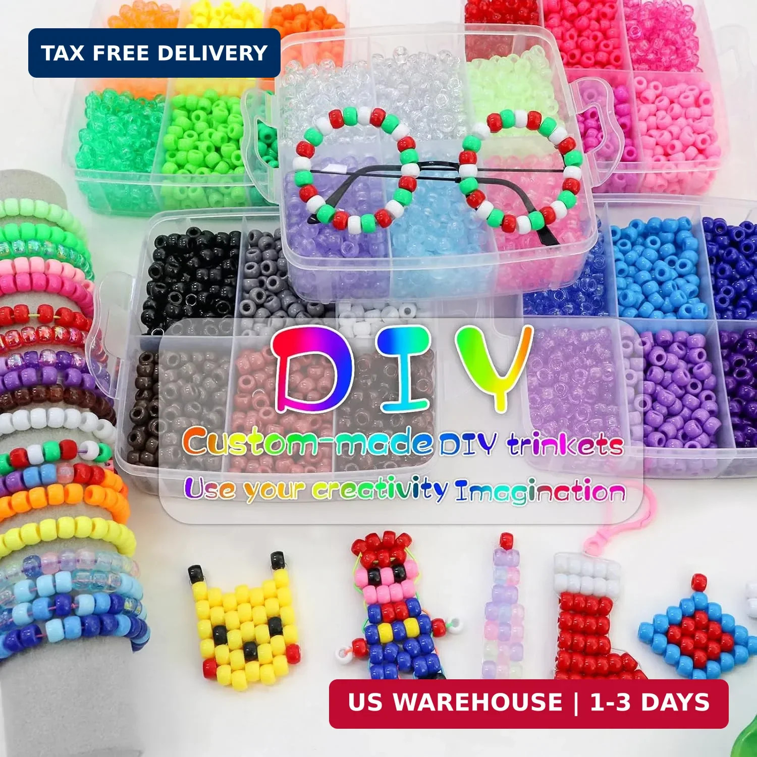 5700Pcs Pony Beads Bulk,30 Colors Rainbow Kandi Bead for Hair Braiding Friendshi