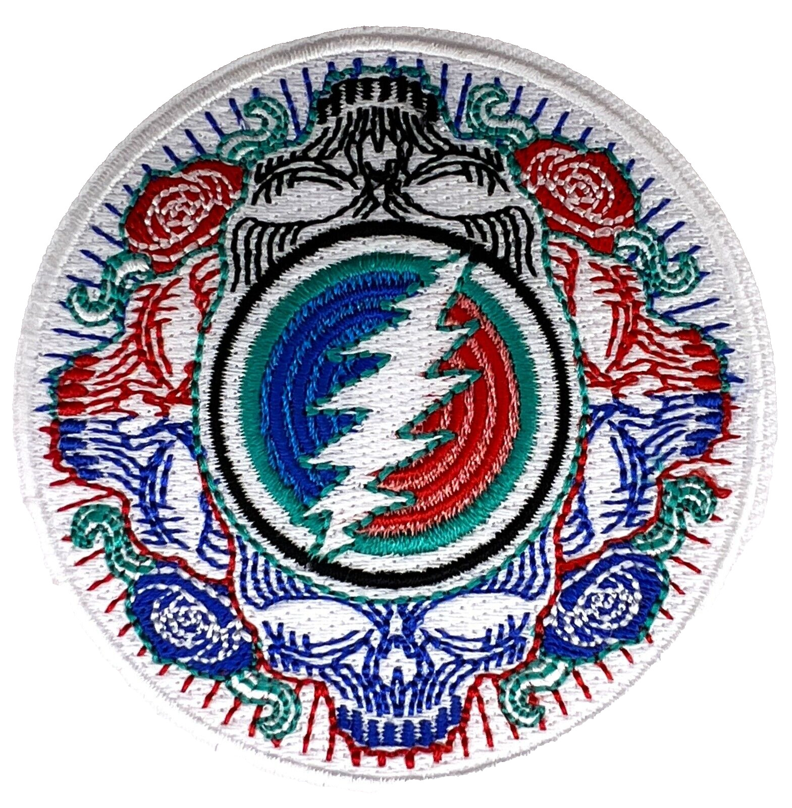 Grateful Dead Steal Your Face Lightning Bolt Embroidered SYF Rock 3″ Patch