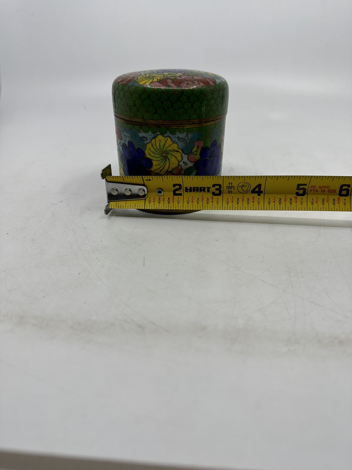 Late 1800’s Chinese Cloisonne Enamel Metal Tea Caddy W Lid Damaged Lid