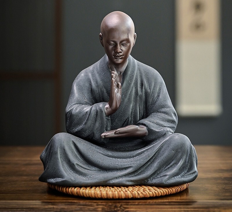 Chinese Porcelain Monk Statue Buddhism Zen Figure Temple Home Decor