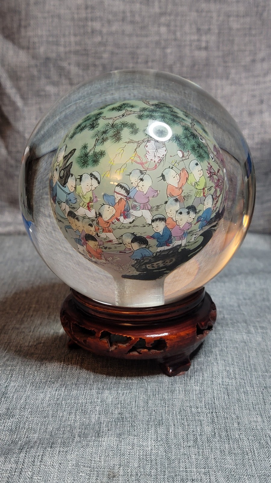Approx 4 Inch Diameter Chinese Reverse Painted Globe Li Bien READ