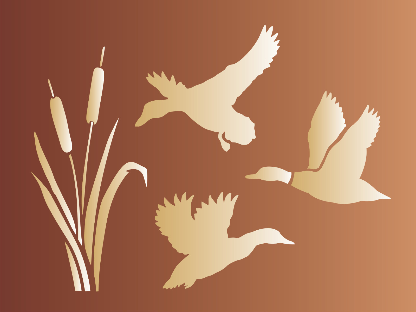 Duck STENCIL Flying Landing Birds Cattails Marsh Hunt Outdoor Wetland DIY Signs