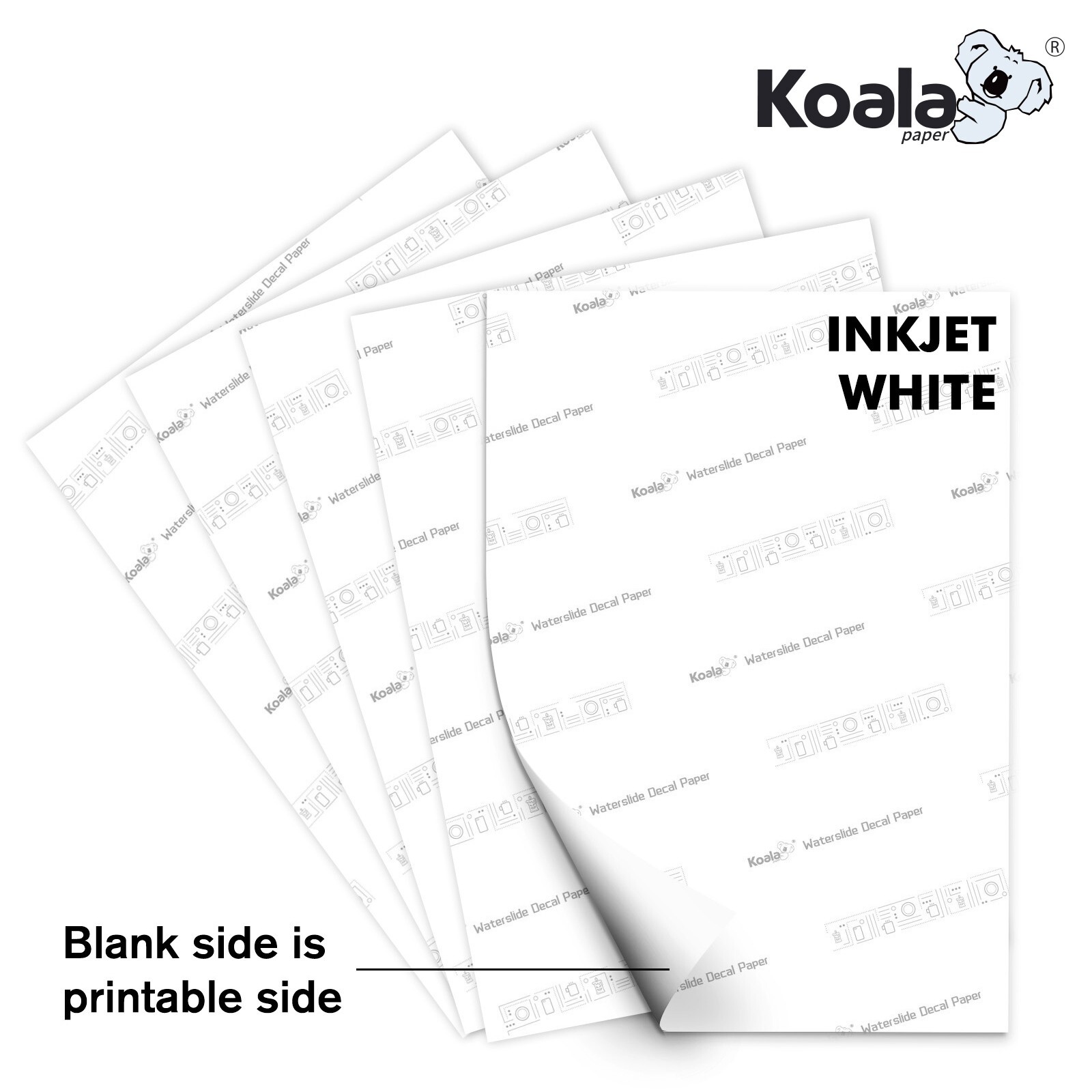 Koala Waterslide Decal Paper Inkjet WHITE 8.5×11 Water Slide Transfer 5 Sheets