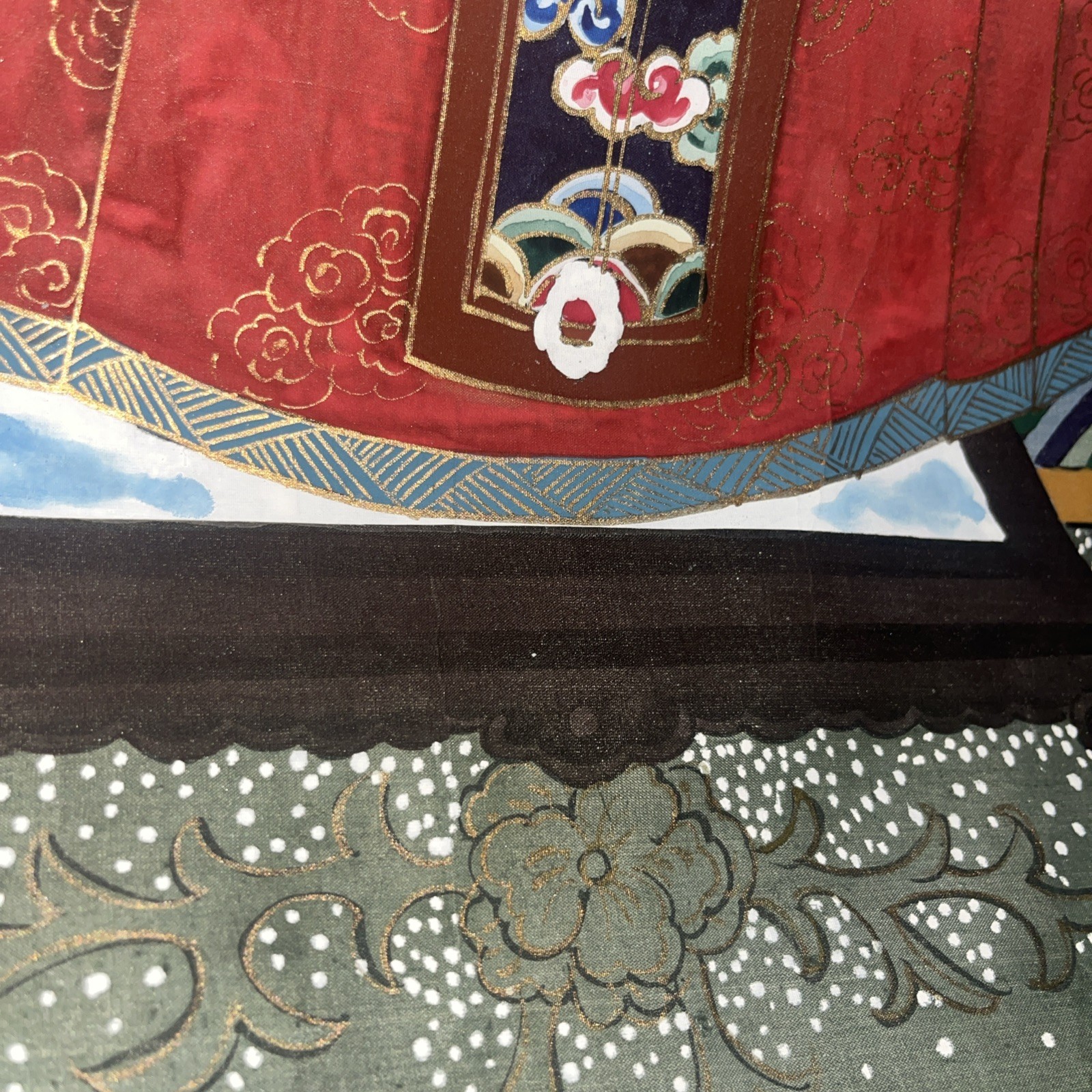 Elegant Mid-Century Chinese Ancestor Portrait Scrolls-Hand Painted Vintage Pair
