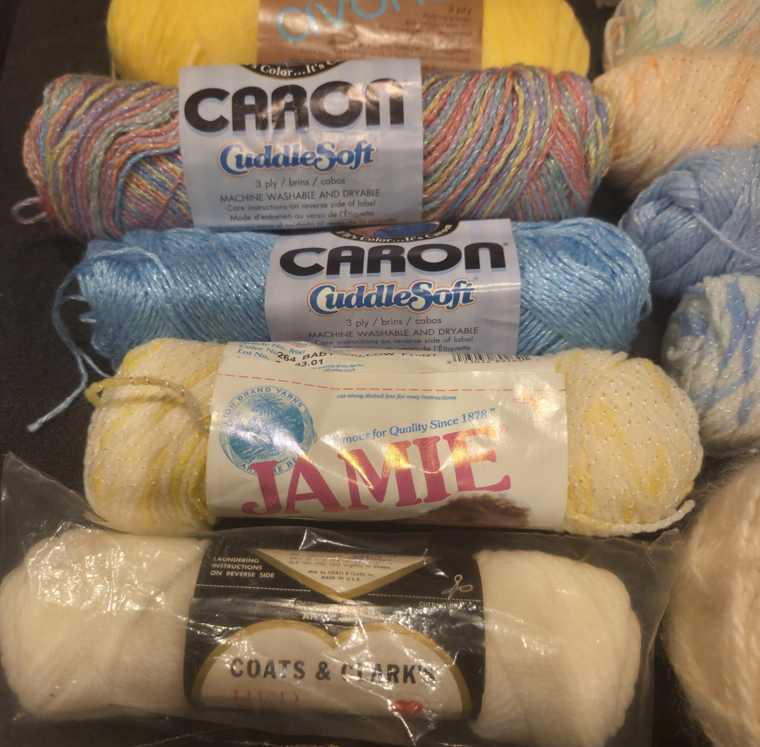 Vintage Baby Yarn Lot Jamie Caron Lion Brand 16 Skeins Matching Dye Lots