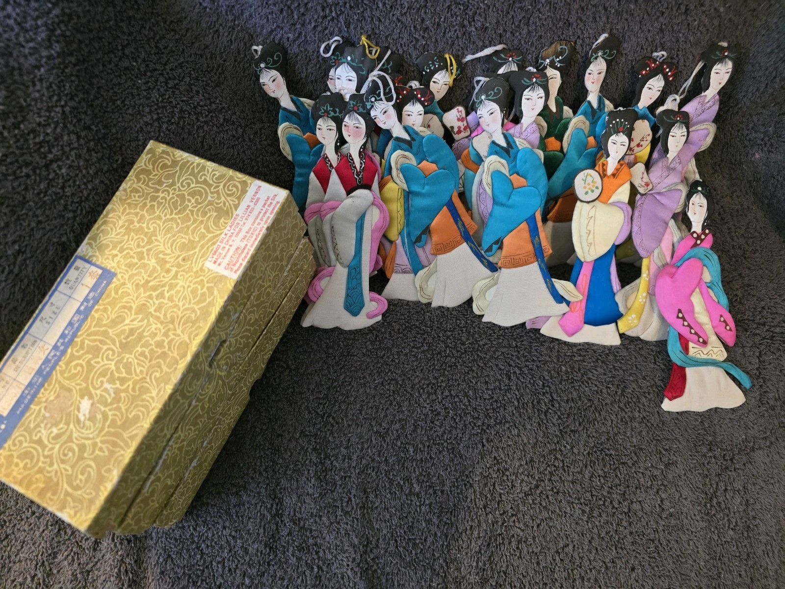 Vintage Lillian Vernon Silk Geisha Ornaments – Lot Of 22 In Original Boxes