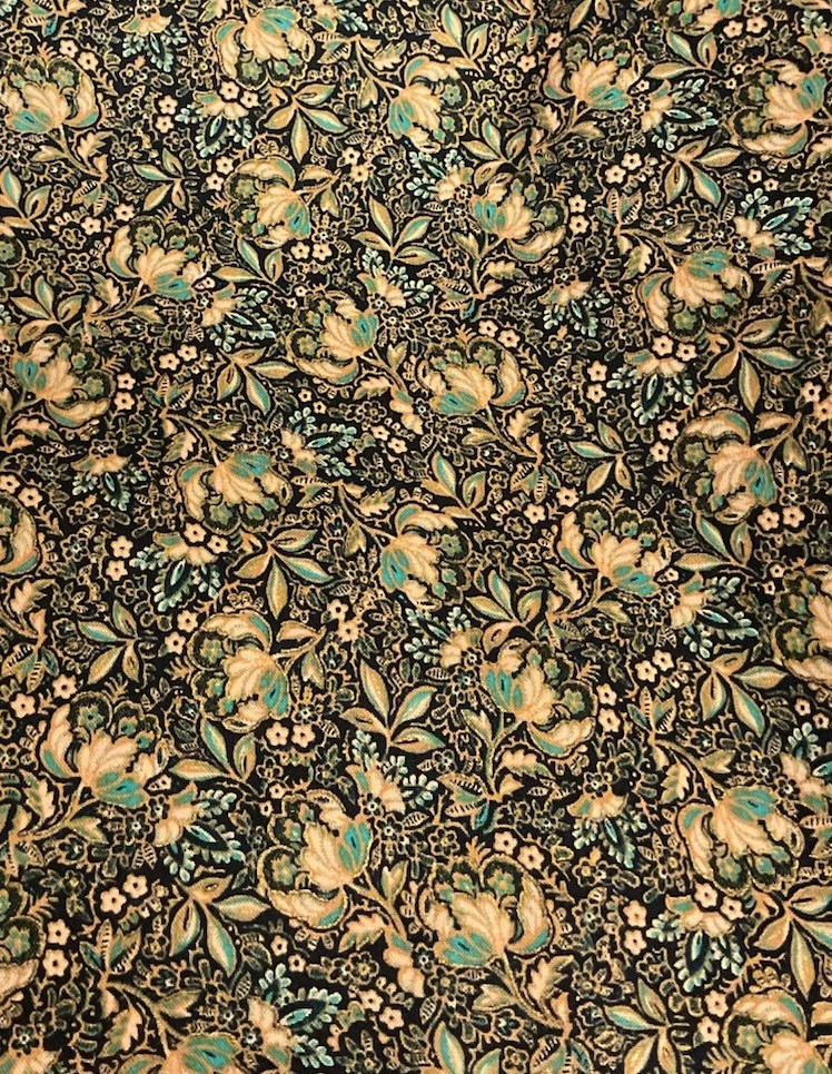 1 Yard Black, Gold, Teal 44” Wide 100% Cotton